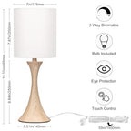 Bedside Touch Lamp, 3 Way Dimmable Touch Control Table Lamp, Wood Grain Farmhouse Table Lamp, Modern Nightstand Lamp with White Shade for Bedroom, Dorm, Office, 3000K LED Bulb Included - color: Wood Grain Base with White Shade