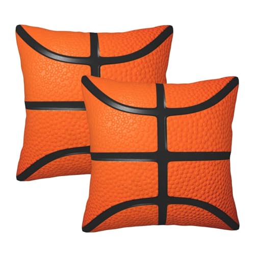 Basketball Throw Pillow Covers 18 X 18 Inch Set of 2 Pillow Cases Decoration Cushion Cover for Sofa Bedroom Living Room Outdoor - color: Basketball