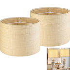 GO&SO Medium Drum Lamp Shades Set of 2 Woven Lampshades, 13" L x 13" H (E26 Spider),Farmhouse Lampshades for Table Lamp & Bedside Lamps, Replacement Lamp Shade In Hand Crafted,Easy Assembly Required - color: Hand-woven fabric, size: 13*13*10IN-2PC