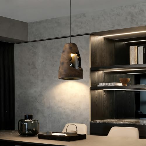 JAYMP Wabi Sabi Pendant Light for Dining Room Kitchen Island Hallway Farmhouse Hanging Lamp E26 Base Retroism Style Wine Bottle Shape Lighting Fixture, 1 Pack (Antique Brown,A Shape, D35×H51cm) - color: Antique Brown,A, size: D35×H51cm
