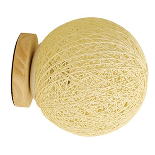Garosa Rattan Ball Lamp, Dimmable LED Table Lamp with USB Charger, Stylish Wicker Night Light for Bedroom Living Room Wood Base 3W