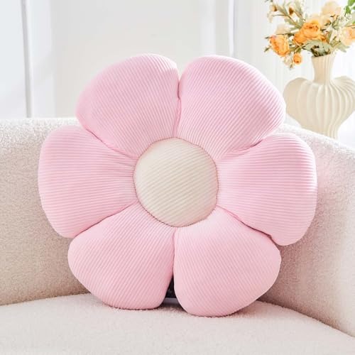 Kcvvcr Pink Flower Pillow, 19.6" Cute Flower Shaped Floor Pillow, Aesthetic Floral Plush Daisy Decorative Throw Pillows for Bed Sofa Couch - color: Al-light Pink, size: 19.6 Inch