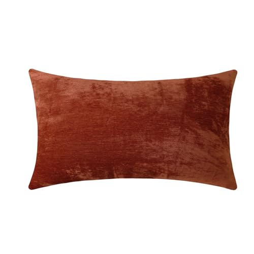 Jeneoo Terracotta Decorative Throw Pillow Covers Soft Chenille Comfy Lumbar Rust Couch Cushion Case Decor (Set of 1, 14 x 36 Inches) - color: Terracotta, size: 36" x 14" (Pack of 1)