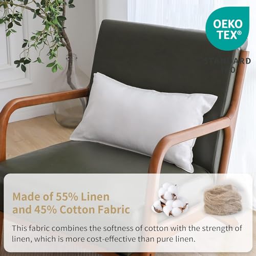 Simple&Opulence Linen Lumbar Pillow Covers 12x20 Inch Set of 2 Flax Cotton Blend Rectangular Decorative Throw Cushion Cover for Couch Sofa Bedroom Office Soft Breathable Farmhouse - White - color: White, size: 12"x20"