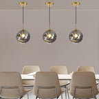 Modern Smoke Gray Concave Glass Pendant Light, 3-Pack Kitchen Island Lighting Single Globe Pendant Light Fixtures Century Kitchen Island Pendant Light for Bedroom Dining Room Light (Without Bulbs) - color: AX-Smoky Gray-1 Light-3PC