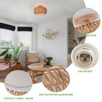 Rattan Light Chandeliers Boho Ceiling Light Fixtures Drum Flush Mount Ceiling Light Small Woven Chandelier for Kitchen Bedroom Hallway Nursery Light Fixture - color: Rattan Drum