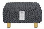 COTTON CRAFT Braided Footrest - Handknitted Dori Foot Stool with Sturdy Wood Legs – Handmade Boho Leg Rest - Small Spaces Under Desk Living Room Entryway Low Footstool Pouf - 16.5x12x9.5 - Grey - color: Cotton - Grey