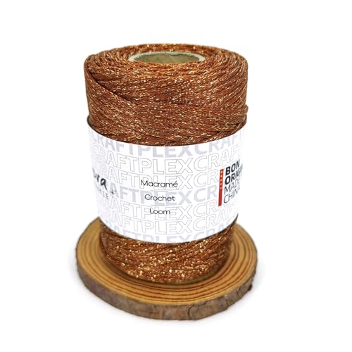 3mm Sparkle Polyester Macramé Cord - 150g/66yds Metallic Glitter Braided Cord for Crocheting Bags, Baskets, Macramé Plant Hangers & DIY Crafts, Machine Washable (12#Brown Gold) - color: 12#brown Gold
