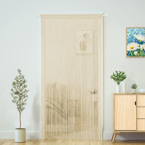 YaoYue Doorway String Curtain Door Curtains,Boho Hippie Hanging Fringe Room Divider for Patio Bedroom Closet Kitchen Laundry,Room Window Wall Door Decor(39x110inch/100×280cm,Champagne) - color: Champagne, size: 39"W x 110"L (Pack of 1)