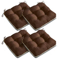 4 Pack 19x19 Inch Shredded Foam Chair Cushions with Straps - All-Season Seat Pads for Indoor/Outdoor Dining, Office, Patio, Kitchen Chairs (Dark Brown, 19 INCH × 19 INCH) - color: Dark Brown