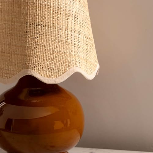Benton Ceramic Table Lamp with Fabric Shade – 13" Bedside Accent Lamp for Bedroom, Living Room & Nightstand (Brown) - color: Brown