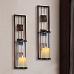 Shelving Solution Wall Sconce Candle Holder Metal Wall Decorations for Living Room, Bathroom, Dining Room, Set of 2 - style: Style B