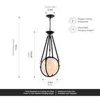 Voyager 1-Light Matte Black Pendant, Hanging Pendant Light with Rope Detailing & Smoked Glass Shade in Modern Industrial Style, Adjustable Hanging Length & Sloped Ceiling Adaptable - color: Voyager - 1 Light