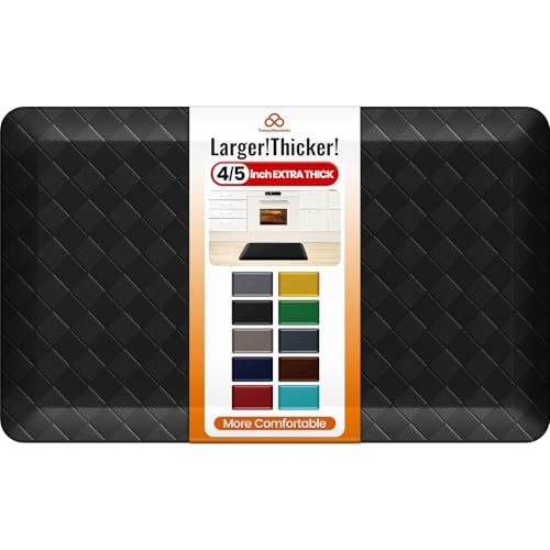 4/5 Inch Extra Thick Kitchen Mats for Floor,Non Slip Anti Fatigue Kitchen Rugs,Waterproof Stain Resistant Sink Mat,Cushioned Standing and Comfort Mats for Office (17"x28" Black) - color: Black, size: 28"L x 17"W x 0.8"Th