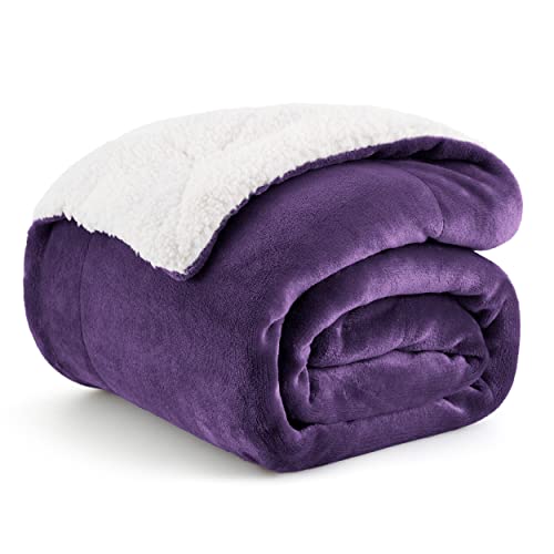 Bedsure GentleSoft Sherpa Fleece Throw Blanket for Couch, Non-Heated, Thick and Warm Throw Gifts for Women and Girls, Soft Fuzzy Plush Blanket for Winter, Purple, 50x60 Inches - color: 08 - Purple, size: Throw (50" X 60")