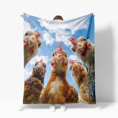Rooster Throw Blanket Funny Farmhouse Chickens Animal Warm Roosters Decor Soft Flannel Blanket Farm Country Chicken Gifts for Kids Boys Girls Men Women 40" X 50" - color: Five Roosters, size: 40"X50"