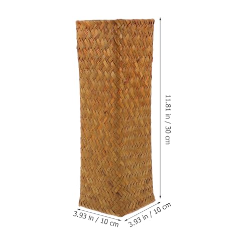 Seagrass Woven Vase: 12" Tall Wicker Vase for Flowers - Boho Rattan Decorative Basket Tall Plant Holder Container - Rustic Straw Flower Arranger for Farmhouse Home Decor