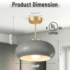 Gray Light Fixture Mid Century Semi Flush Mount Ceiling Light Nursery Close to Ceiling Lights Hallway Gold Semi Flush Mount Lamp Modern Porch Glass Chandeliers Entryway Overhead Light - color: Semi-Gray
