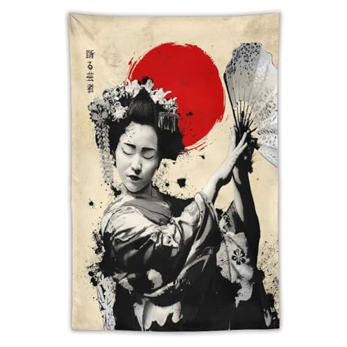 JOKIMAL Japanese Woman Geisha Samurai Tapestry Poster Wall Art WallDecorApartment Home Dorm Wall Decorations for Living Room BedroomTapestries 40"x60" - color: Geisha 2