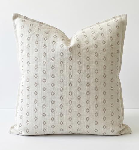 SanVia Cotton Throw Pillow Covers 20x20 – Handwoven Jacquard Texture, Fade-Resistant, No Pilling – Hidden Zipper, Decorative Cushion Cover for Sofa, Couch, Bed – Insert Not Included (Geometric, White) - color: Cream Beige, size: 20" x 20"