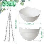 Srmayyi 4 Pack 8 inch Plastic Self Watering Hanging Planters,Round Hanging Basket Planter with Drainer and Metal Chain,White Garden Flower Plant Pot Container for Indoor Outdoor Plants - size: 4 pcs white
