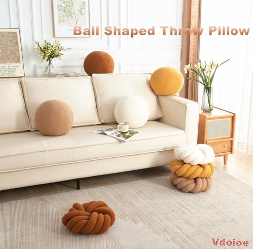 Ball Pillow 11.8 Inches Round Throw Pillow Yellow Simple Modern Ball Shaped Throw Pillow，Nordic Style Cushion Decorative Pillow for Couch,Sofa,Bedroom - color: Khaki Ball