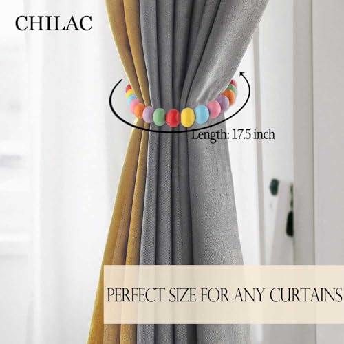 Colorful Beaded Curtain Tiebacks Magnetic: Cute Baby Nursery Decor Boho Curtain Tie Backs Holders Curtain Holdbacks Magnetic Ties Backs for Drapes & Sheer Boho Home Decor - color: Rainbow
