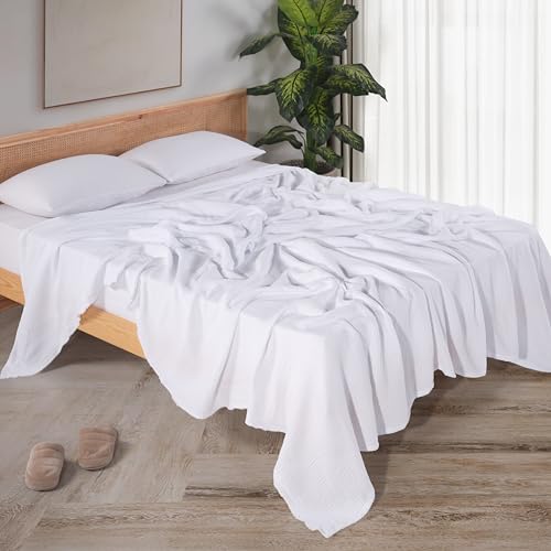 Muslin Blanket - Pure 100% Turkish Cotton Airy Soft Light Versatile Gauze Throw Blanket for Bed, Couch, Sofa (White, Twin XL Size (71" x 95" inch)) - color: White, size: Twin XL Size ( 71" x 95" inch )