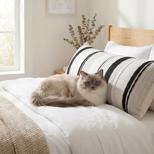 14x36 Pillow Cover Boho Lumbar Throw Pillow Cover Long Body Decorative Pillow Case Accent Chenille Striped Pillowcase Farmhouse Cushion Case Black and White (1 Piece) - color: Black Stripe1, size: 36" x 14" (Pack of 1)