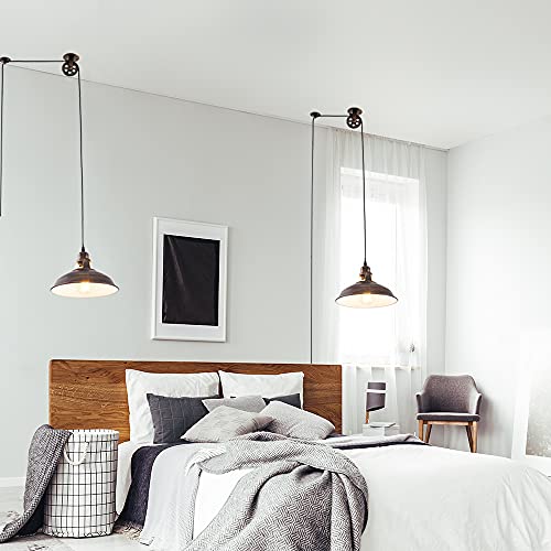 Plug in Pendant Light Industrial Pulley Pendant Lamp E26 Vintage Hanging Light Fixture With 16.4ft Cord On/Off Switch For Pool Table,Houseplant Grow lights,Kitchen Island,Sink 2 Pack Aged Bronze - color: Bronze