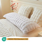 LIFEREVO Fluffy Faux Rabbit Fur Body Pillow Cover, Luxury Bubble Waffle Shaggy Plush Bed Body Pillowcase with Zipper Closure, Long 20"x54" Fuzzy Furry Pillow Case for Adults Kids Girls Teens, White - color: White