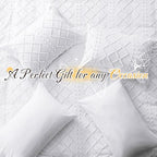 Manyshofu 5Pcs Boho Full Duvet Cover Set - Tufted White Duvet Cover Pattern, Shabby Chic Boho Bedding Set Textured Comforter Covers with Embroidery Pillow Shams