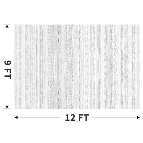 9x12 Area Rugs for Living Room Machine Washable Rug Distressed Indoor Carpet Neutral Moroccan Boho Rug Ultra Soft Area Rug for Bedroom Dining Room Playroom Office, Grey - color: Grey, size: 9' x 12' (Rectangular)