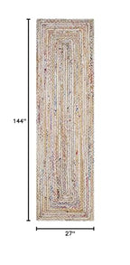 SAFAVIEH Cape Cod Collection Runner Rug - 2'3" x 12', Beige & Multi, Handmade Jute & Cotton, Woven Braided Design (CAP202B) - color: Beige/Multi, size: 2'3" x 12' (Runner)