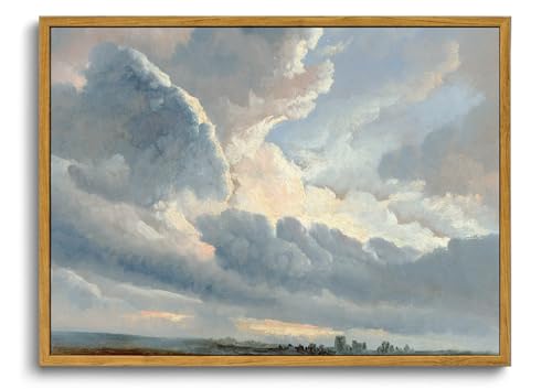 OIQArtOIQ Vintage Landscape Canvas Wall Art Framed Natural Scenery Painting Artwork Prints France Country Wilderness Farmhouse Decor Pictures Kitchen Bedroom Living Room Bathroom - color: Cloud, size: 12x16 in