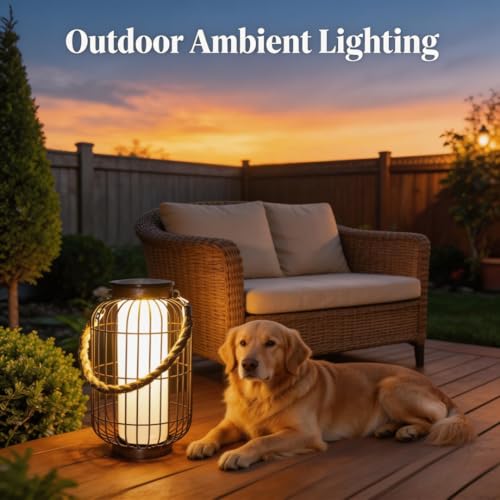 pearlstar Large Solar Powered Lantern Outdoor-Heavy Duty Metal Hanging Lights Decorative Solar Table Lamp Waterproof for Outside Patio Yard Garden Porch Tabletop Decor (Copper) - color: Copper