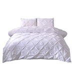 Feelyou Queen Duvet Cover Set Pinch Pleated Bedding Sets Pintuck Tufted Microfiber Polyester Luxury Comforter Cover with 2 Pillow Shams White, Solid Geometric Pattern 3 Pieces - color: White, size: Queen