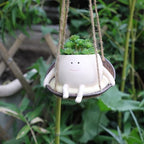 bestbear Hanging Swing Chair Planter Pot Resin Smiley Face Planter for Indoor Outdoor Plant Cute Head Flower Pots for String of Pearls Plant Live Unique IdeaI for Mother Day, Christmas (Small) - size: Small