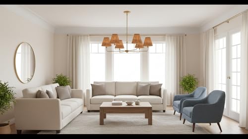 Aspen Creative 51003 Empire Clip-On Chandelier Lamp Shade, Natural Rattan, 3" Top x 6" Bottom x 5" Slant Height - color: Natural - 6"