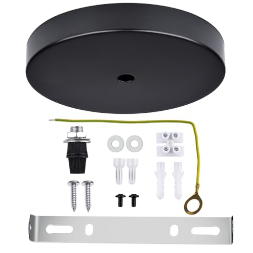 Arturesthome 7" Modern Rewind Ceiling Canopy Kit,Black Single Hole Ceiling Plate for Pendant Lights or Chandelier Fixture - color: Black, size: 7.08 Inch