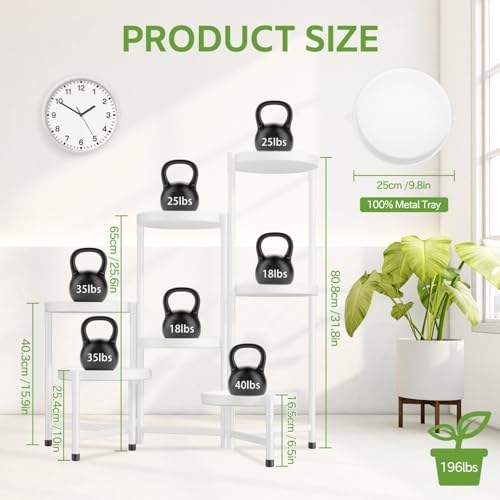 iDavosic.ly 7 Tier Large Plant Stand Indoor, 10 Inch Wide Tall Corner Metal Plant Stands Outdoor for Multiple Plants, Folding Tiered Flower Display Holder Rack Shelf, White - color: White, size: 7 Tiers
