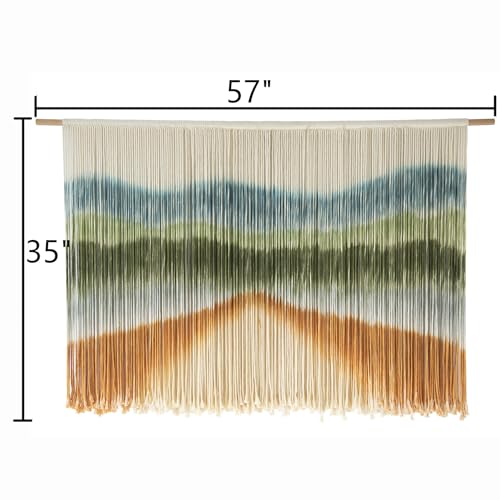 IOWER Macrame Wall Hanging Dip Dye Mountain Wall Art Large Boho Fiber Macrame Wall Decor for Bedroom Living Room Nursery Wedding Backdrop 57" W x 35" L - color: multi
