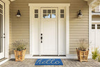 DII Hello Coir Fiber Doormat Non-Slip Durable Outdoor/Indoor, Pet Friendly, 18x30, Blue - color: Blue