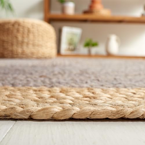 SAFAVIEH Natural Fiber Collection Area Rug - 2'6" x 4' Oval, Grey & Natural Brown, Handmade Jute, Braided Border Design (NF801F) - color: Grey/Natural, size: 2'6" x 4' (Oval)