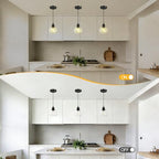 Pendant Lights Kitchen Island, Black Pendant Light with Glass Lampshade, 71 Inch Adjustable Hanging Lamp for Kitchen Living Room, Modern Farmhouse Industrial Ceiling Lighting Fixture(E26 Base,No Bulb) - size: 1Light - D 5.91 IN