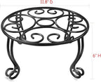 TREEZITEK 2 Pack Heavy Duty Iron Plant Stand, 11.8'' Diameter, 6'' Tall, Black, Powder Coated, Round, Sturdy & Stable, Indoor/Outdoor, No Assembly Required