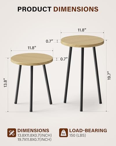 Plant Stand Indoor Tall: Corner Wood Plant Stand 2 Pack Mid Century Modern Decor - Small Round Plant Table for Indoor Plants - Outdoor Plant Holder for Patio Living Room Office (Burlywood) - color: Burlywood, size: 14"&20"