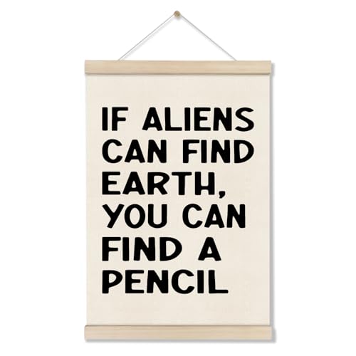 DOI-LANEE Funny School Classroom Posters Hanger Frame, Math Classroom Must Haves Canvas Wall Decor 16x12 Inch, Homeschool Decor, High School Gifts for English Teachers Students Teen Boys Girls - color: Off-White01