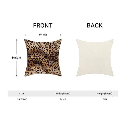 Brown Leopard Print Pillow Covers 16x16 Pack of 2,Cheetah Animal Print Throw Pillow Cover Boho Modern Brown Decorative Pillowcase Farmhouse Linen Cushion Cover for Home Couch Sofa Outdoor Decor - color: Leopard Print 1-q, size: 16" x 16" (Pack of 2)