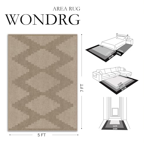 3x5 Easy Jute Outdoor Patio Rug Washable Brown Neutral Entrance Area Rug for Living Room Lightweight Non Slip No Sheding Doormat Entryway Farmhouse Bedroom Backyard Kitchen Deck - color: Geometric| Brown, size: 3'x5'
